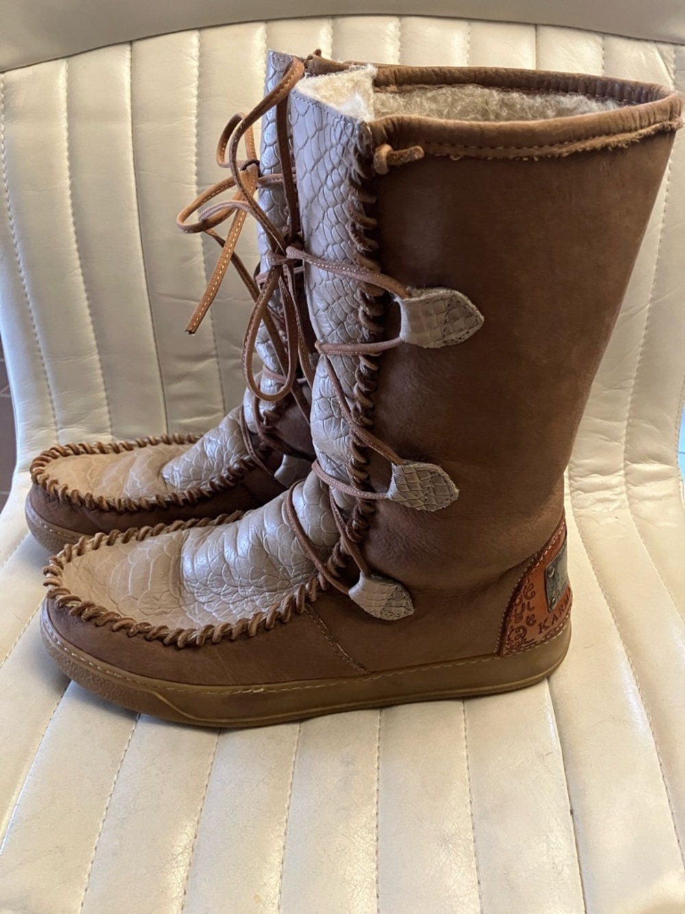 Women's Brown Lace-Up Moccasin Boots